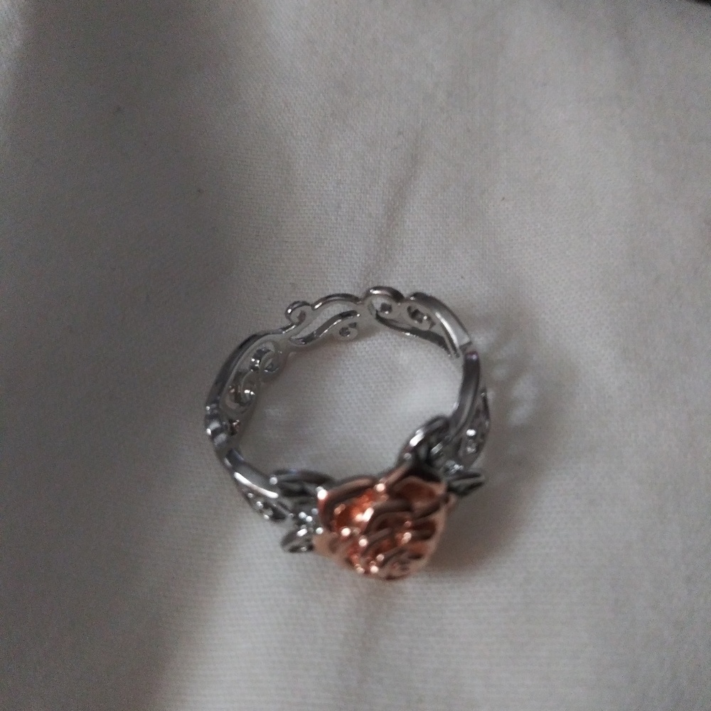 Silver and rose gold Rose ring